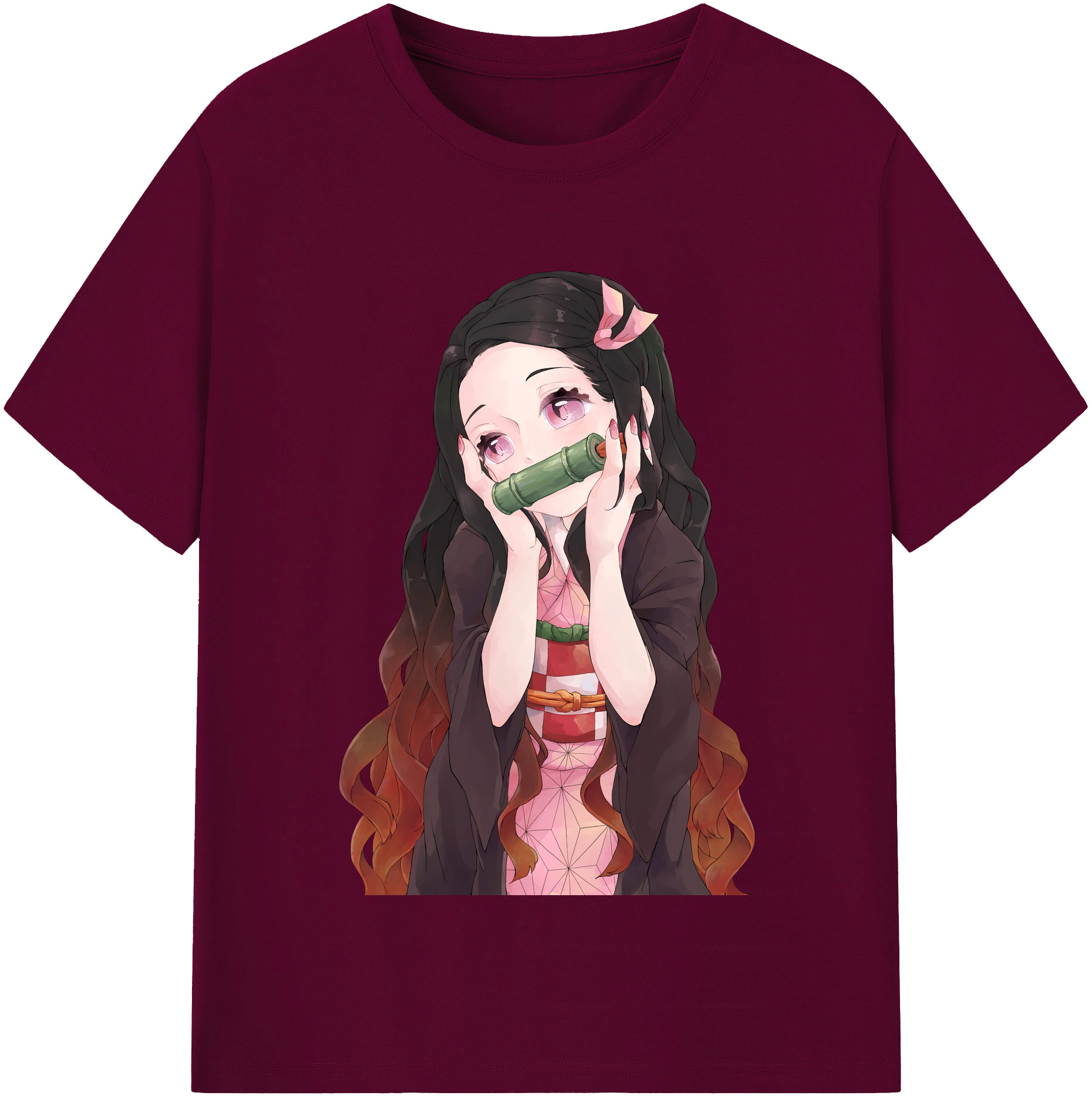 （画像用） 鬼滅の刃（きめつのやいば）竈門 禰󠄀豆子／かまど ねずこ Kamado Nezuko レディースカジュアルプリントTシャツ（綿100％）